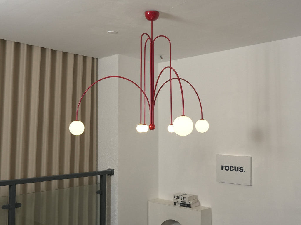 Pendant Light, Gran Finale 6-Head Glass Suspension, G9, Hardwired