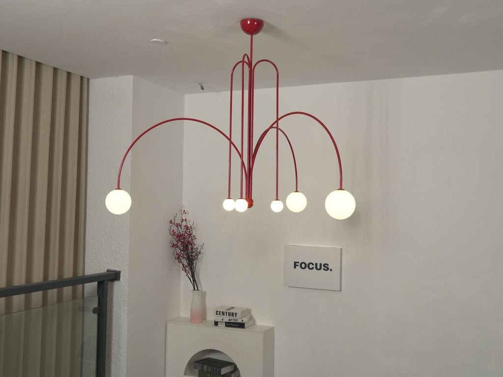 Pendant Light, Gran Finale 6-Head Glass Suspension, G9, Hardwired