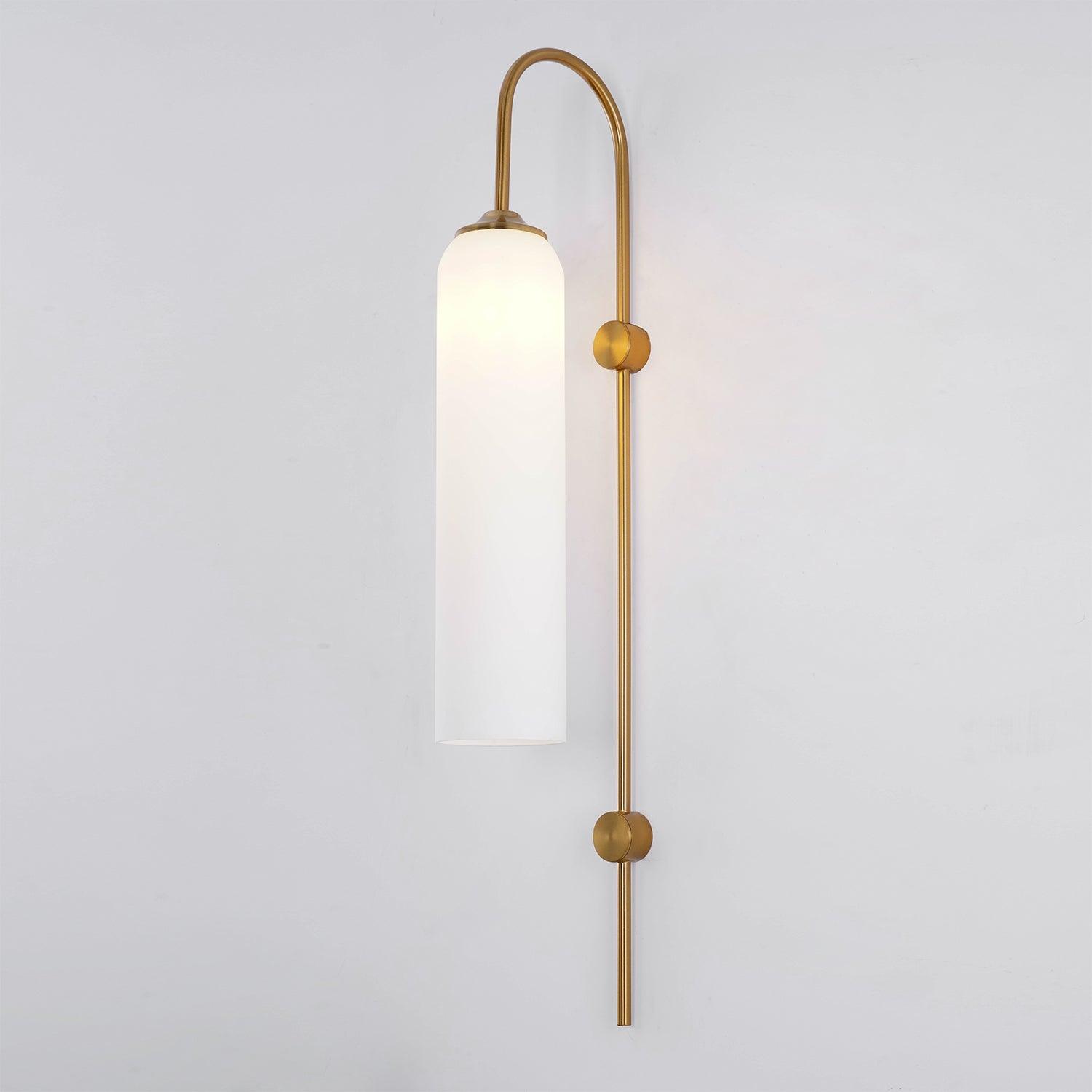 Modern glass wall lamp styled in an interior setting