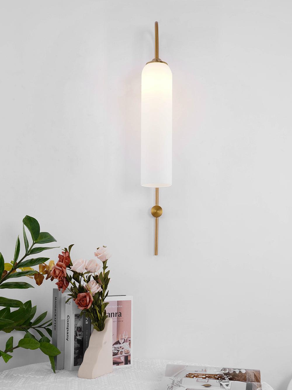 Modern glass wall lamp styled in a calm interior