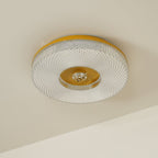 Flush mount LED ceiling light with white acrylic diffuser lit