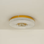 Slim flush mount ceiling light shown in a styled interior