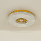 Slim flush mount ceiling light with white acrylic diffuser on