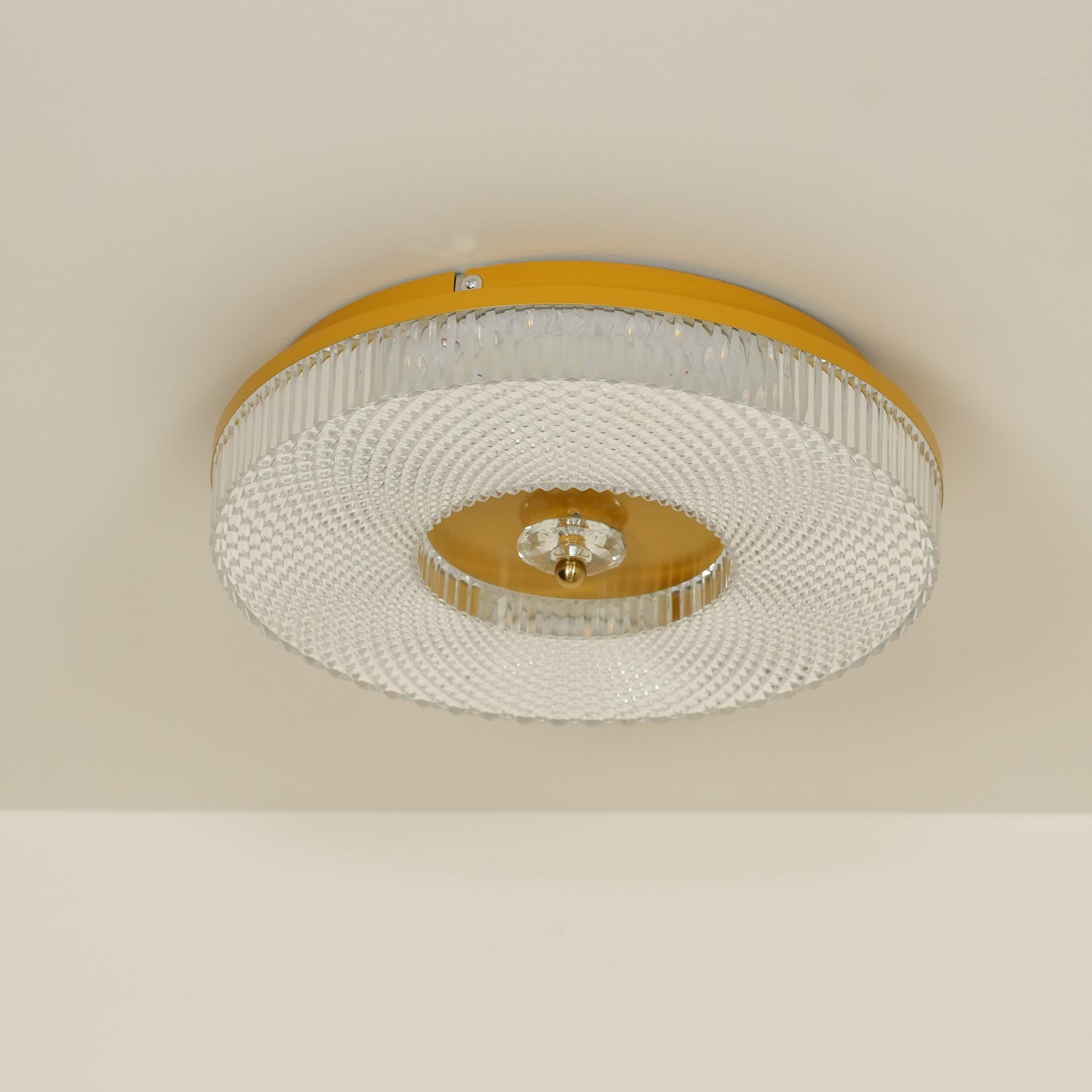 Slim flush mount ceiling light with white acrylic diffuser on