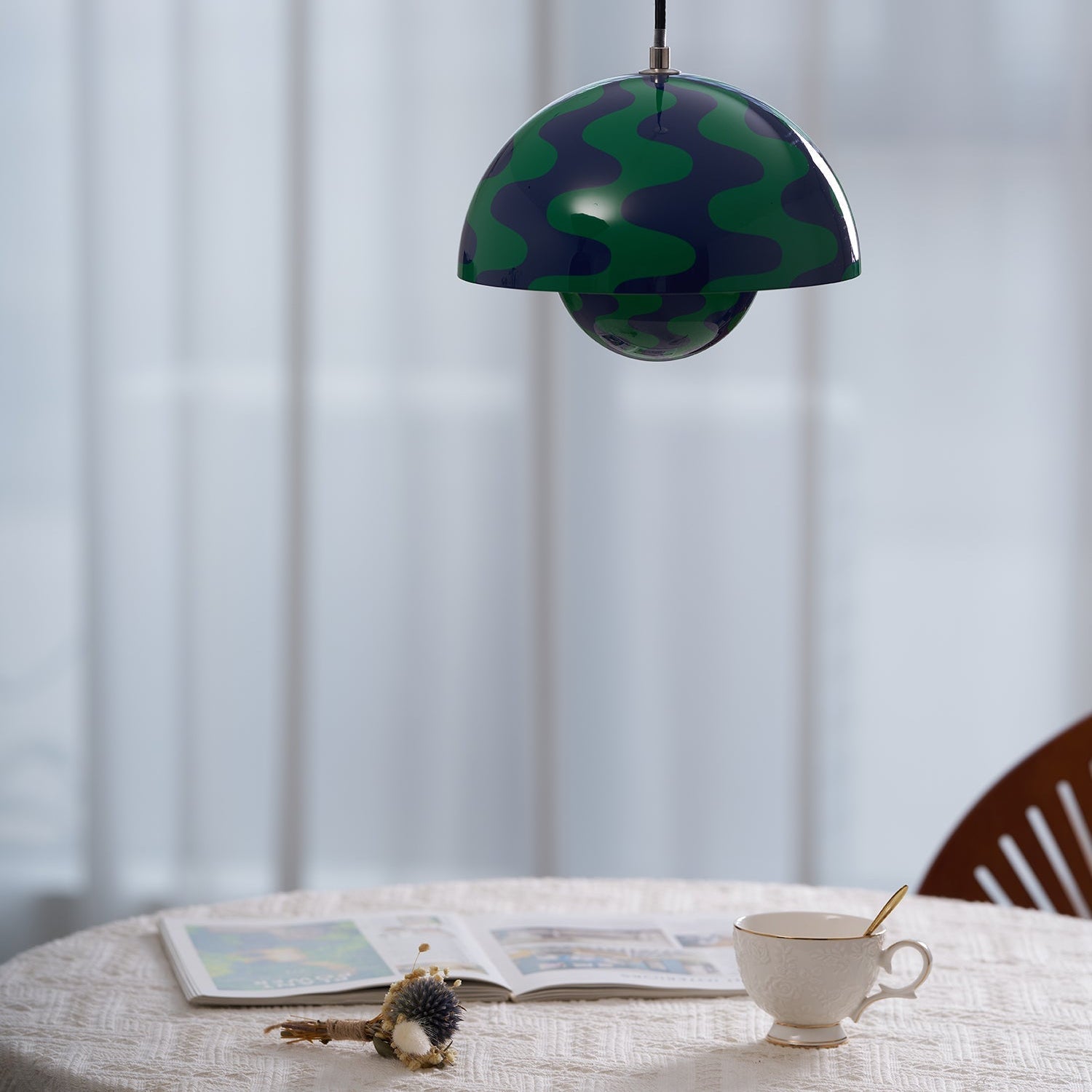 Flowerpot Pendant Light, Dual-Dome Aluminum Shade, Hardwired Ceiling Fixture