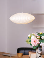 Pendant Light, Crisscross Bubble, Mulberry Silk, Steel Wireframe, E26