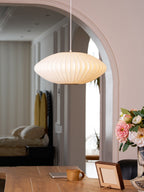 Pendant Light, Crisscross Bubble, Mulberry Silk, Steel Wireframe, E26
