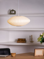 Pendant Light, Crisscross Bubble, Mulberry Silk, Steel Wireframe, E26