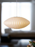 Pendant Light, Crisscross Bubble, Mulberry Silk, Steel Wireframe, E26