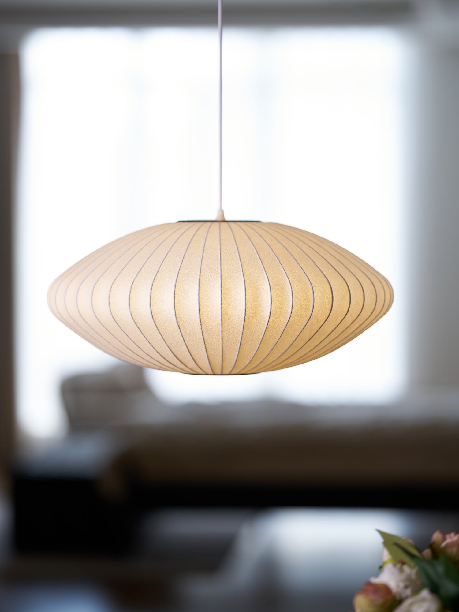 Pendant Light, Crisscross Bubble, Mulberry Silk, Steel Wireframe, E26