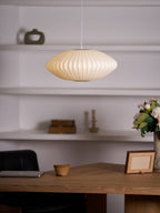 Pendant Light, Crisscross Bubble, Mulberry Silk, Steel Wireframe, E26