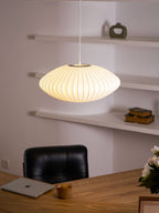 Pendant Light, Crisscross Bubble, Mulberry Silk, Steel Wireframe, E26