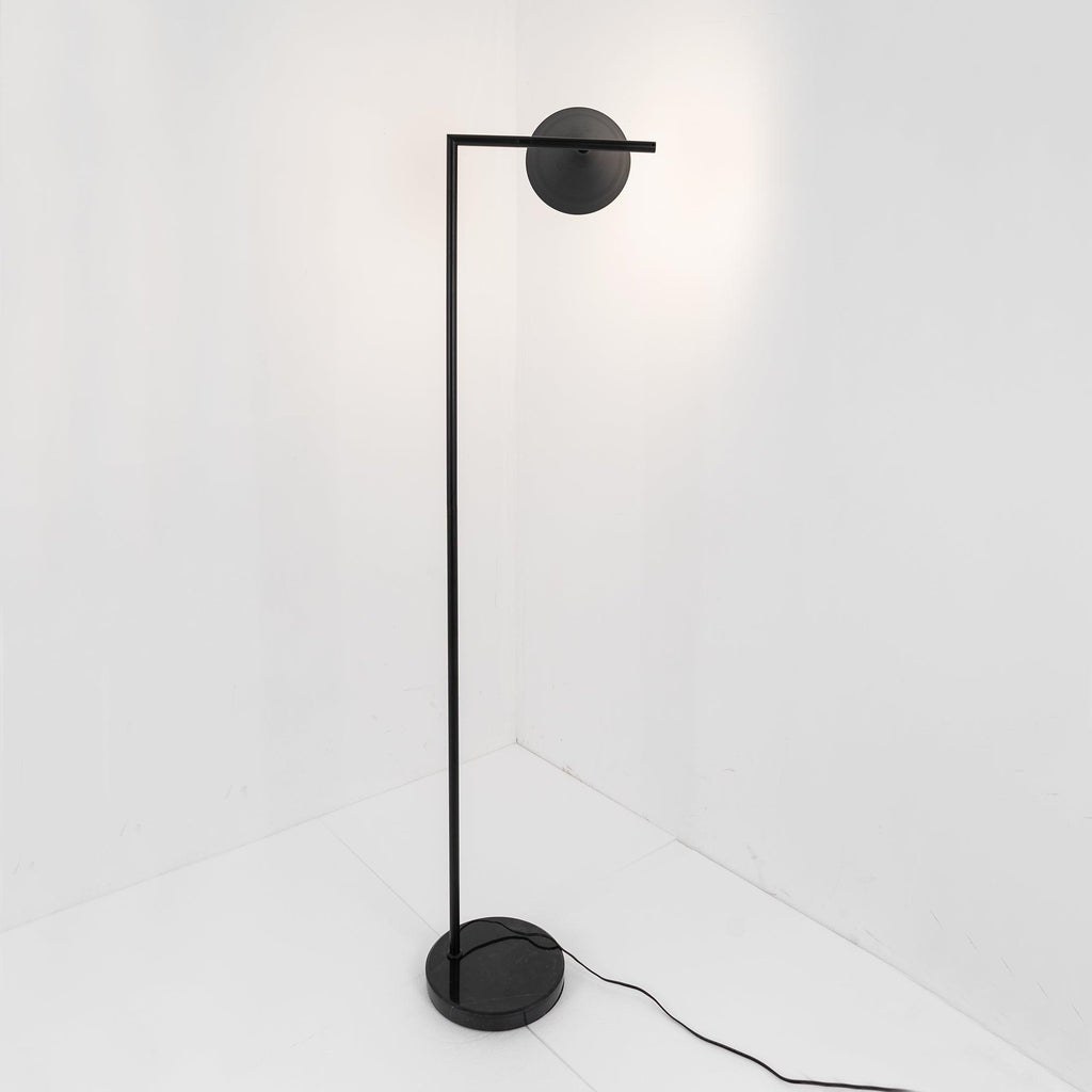 Captain Flint Floor Lamp, Carrara Marble Base, Spinning Opal Cone, E26/E27