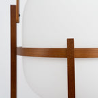 Portable Table Lamp, Ash or Walnut Wood Frame, White Glass Shade, E26/E27