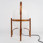 Portable Table Lamp, Ash or Walnut Wood Frame, White Glass Shade, E26/E27