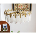 Glass petal chandelier with copper frame in an evening interior