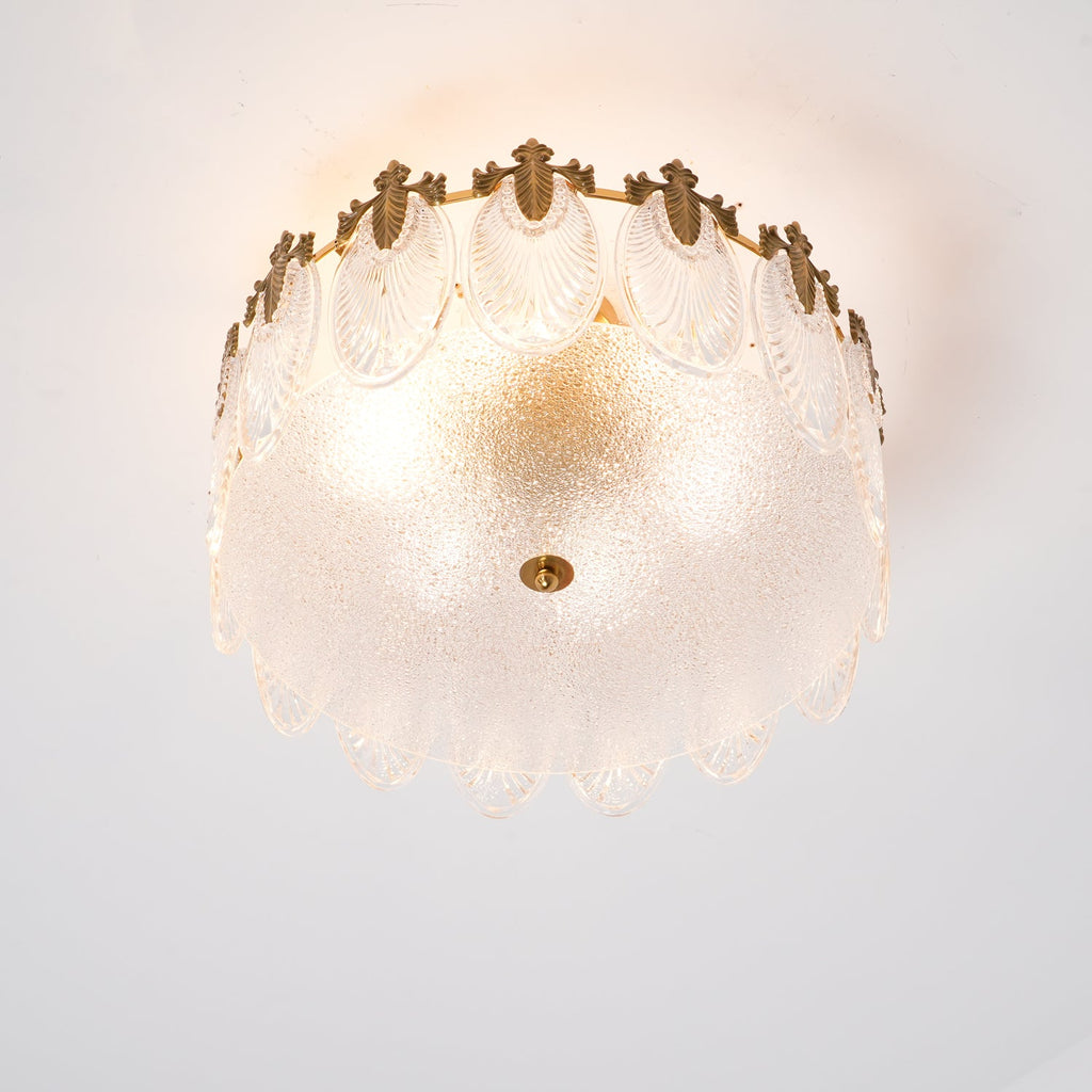 Glass petal chandelier shown in profile, petal shapes visible