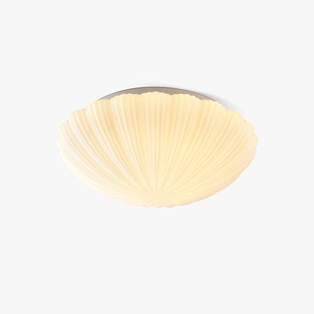 Product shot of this Clérachic ceiling light in white, its fluted glass shade angled toward the camera.