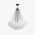 Frosted Glass Globe Bubble Chandelier, Gold, Black or Chrome, 19 to 73 Heads