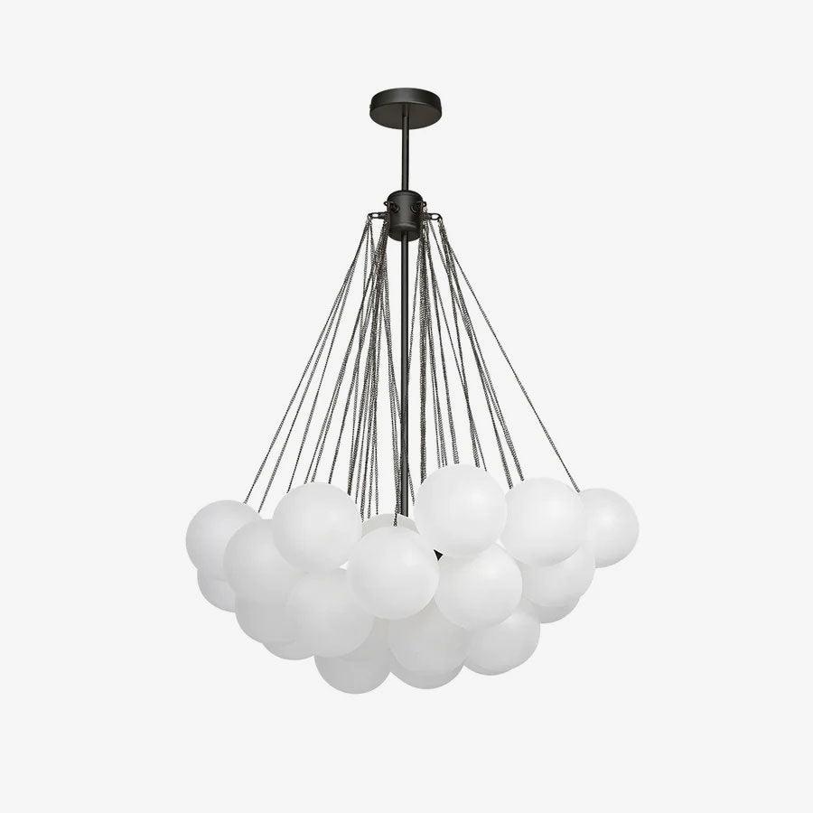 Frosted Glass Globe Bubble Chandelier, Gold, Black or Chrome, 19 to 73 Heads