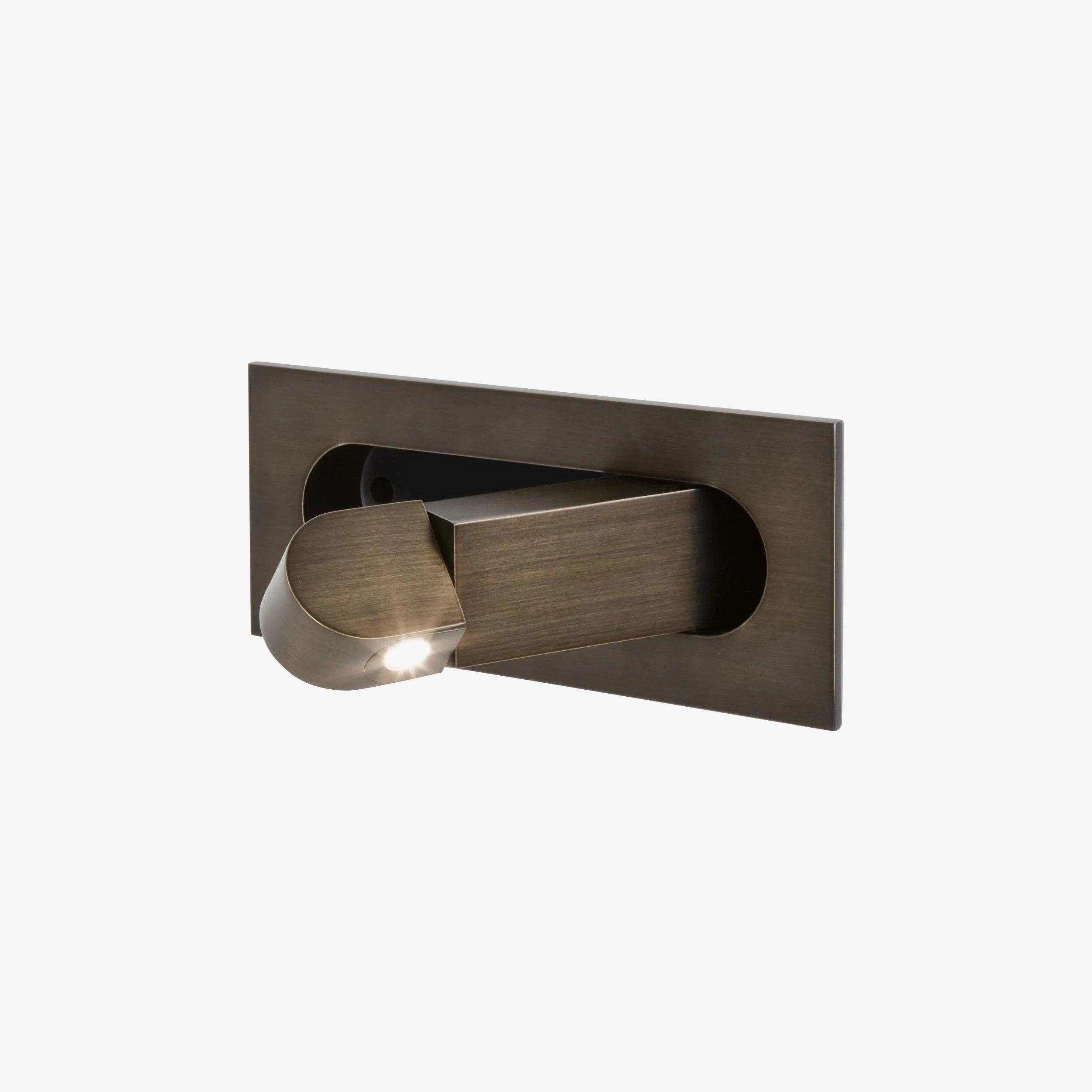 Modern LED bedside reading light in bronze finish, head extended