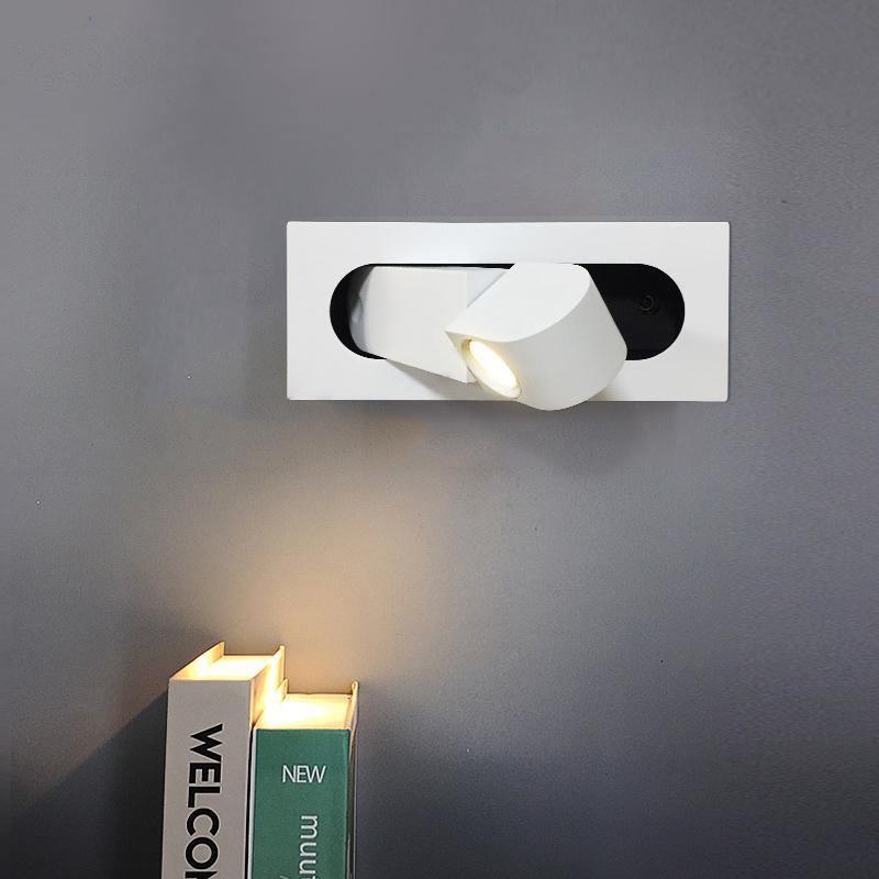 Matt white LED bedside reading light mounted on the right side