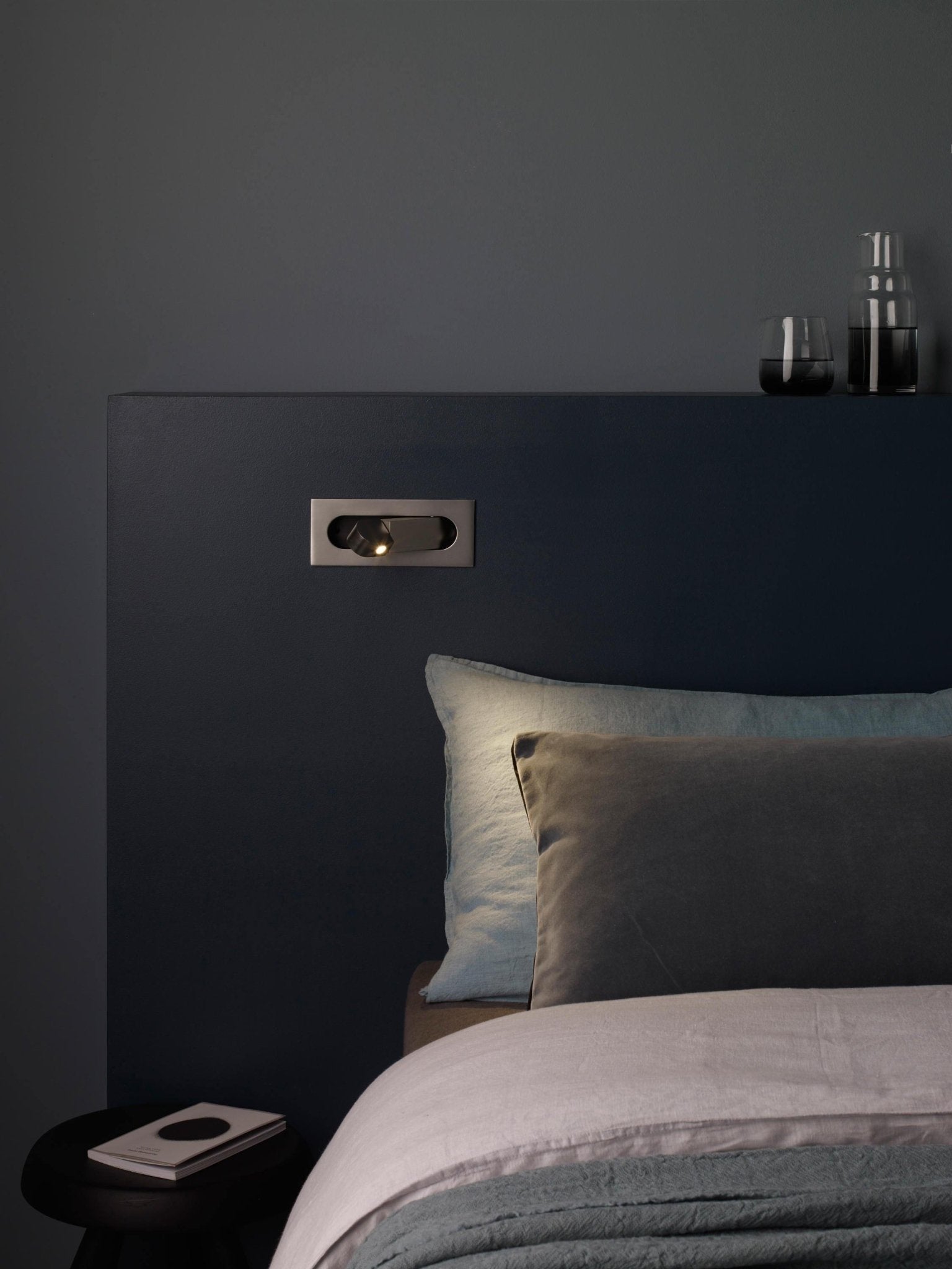 LED bedside reading light finish detail close-up
