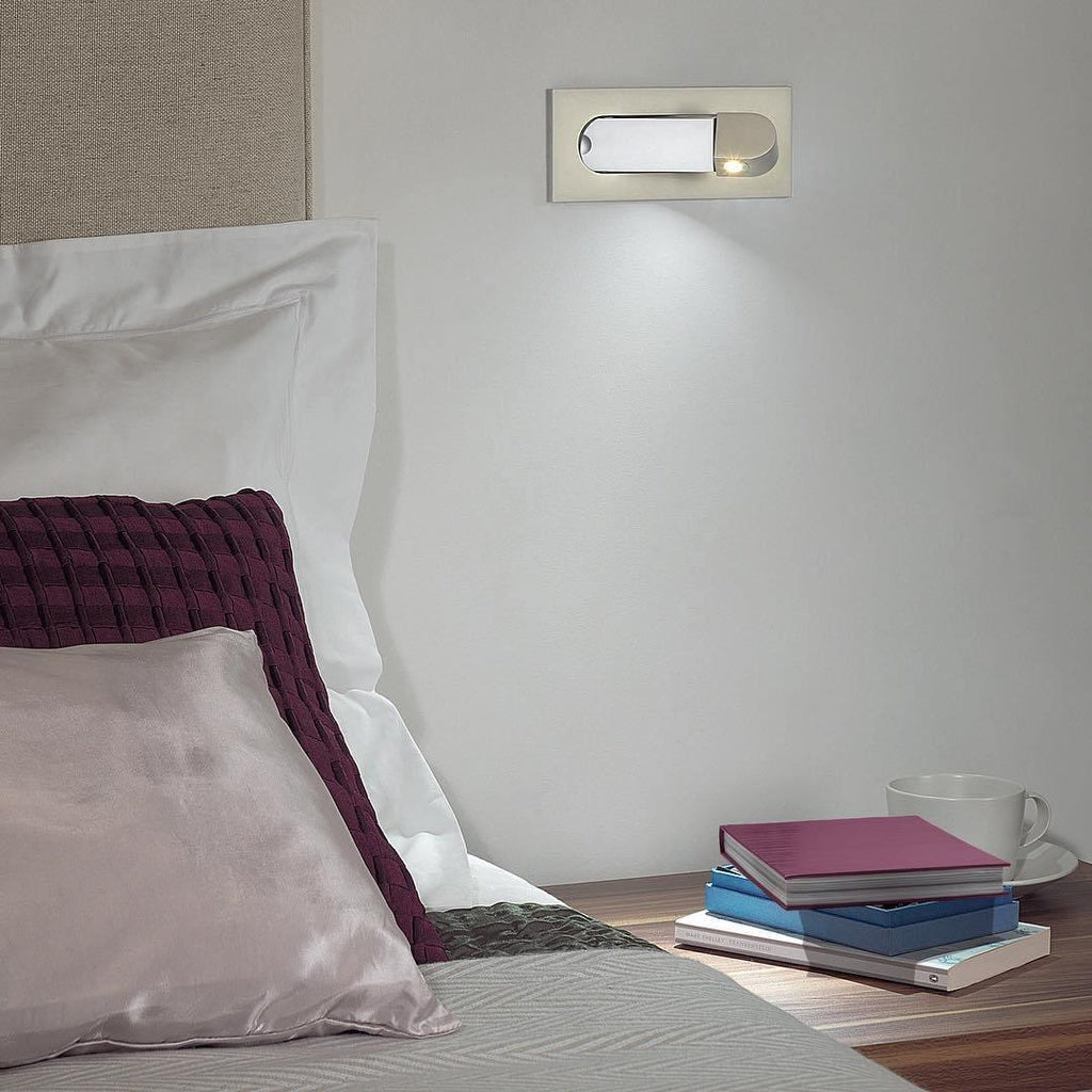 LED bedside reading light angled head detail