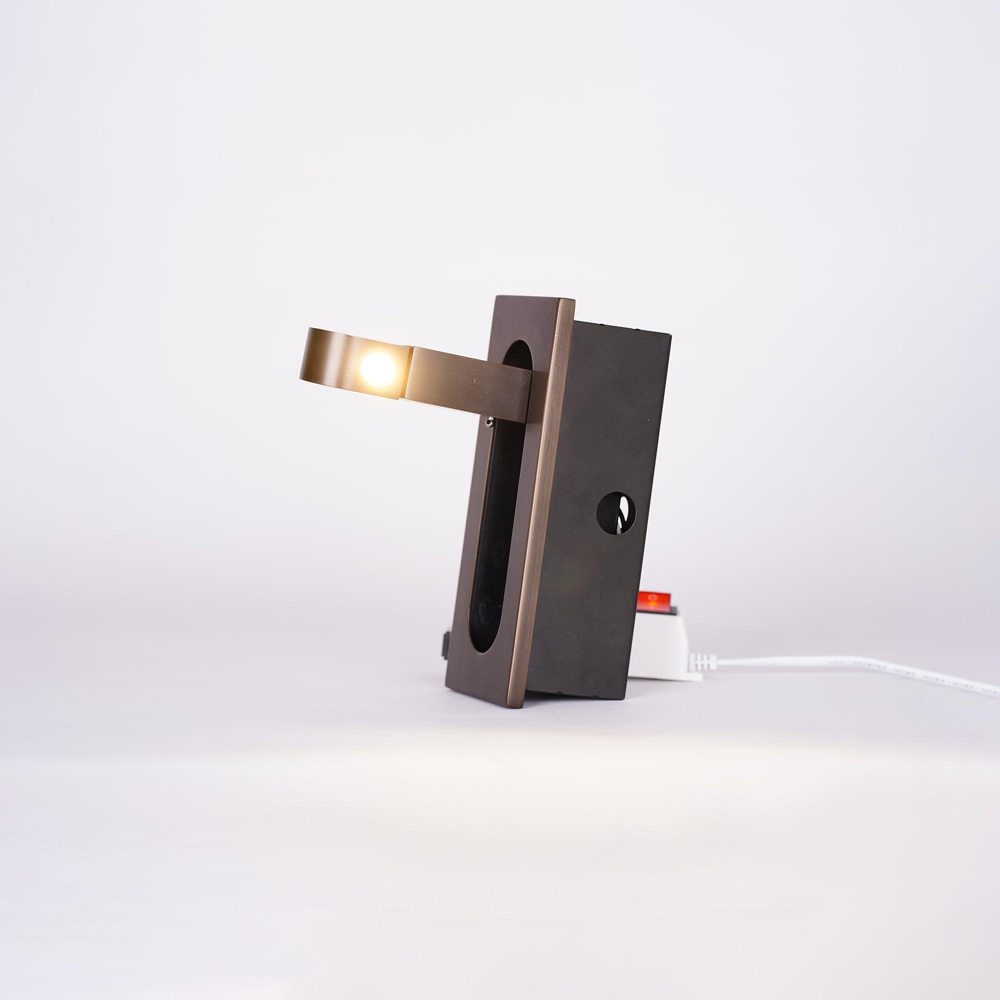LED bedside reading light shown extended for reading