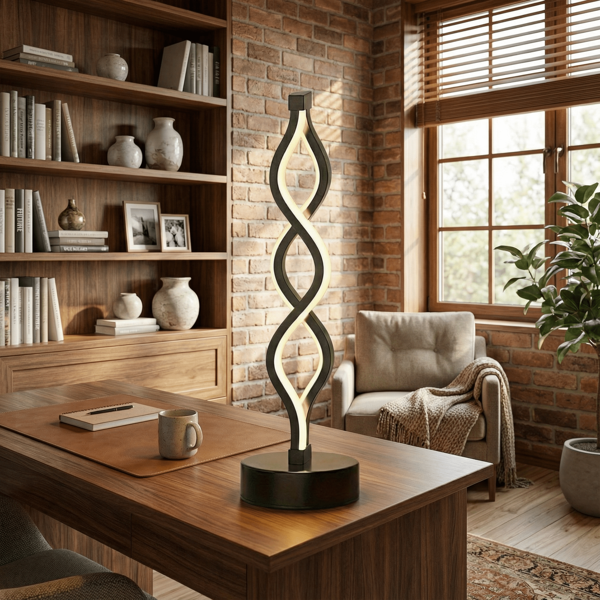 Spiral LED bordlampe, dæmpbar 10W, USB-drevet, 12 tommer