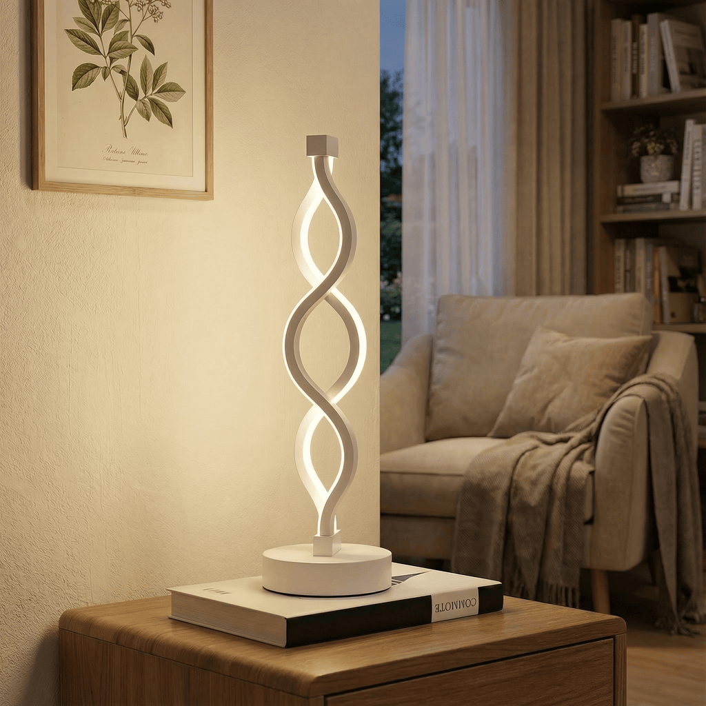 Spiral LED bordlampe, dæmpbar 10W, USB-drevet, 12 tommer