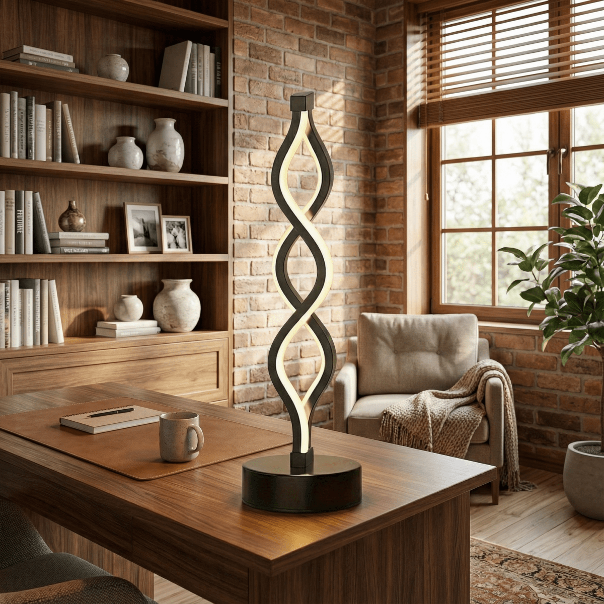 Spiral bordlampe, dimbar LED-lys, USB-drevet, 12 tommer høyde
