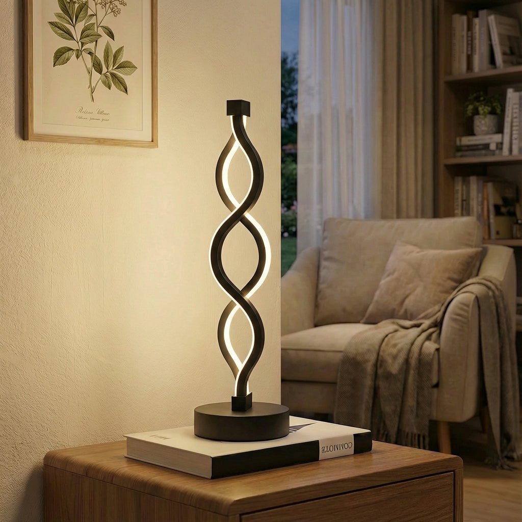 Spiral bordlampe, dimbar LED-lys, USB-drevet, 12 tommer høyde