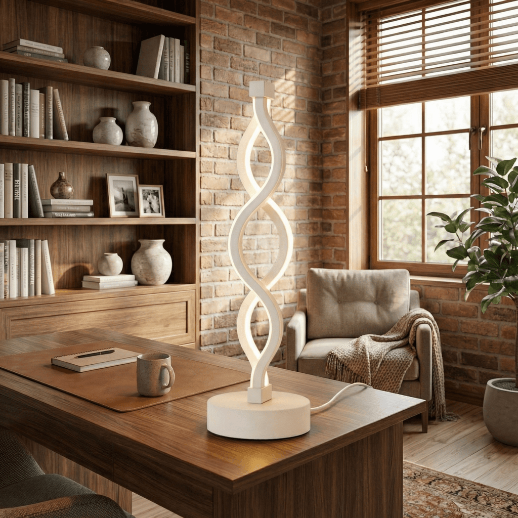 Spiral bordlampe, dimbar LED-lys, USB-drevet, 12 tommer høyde