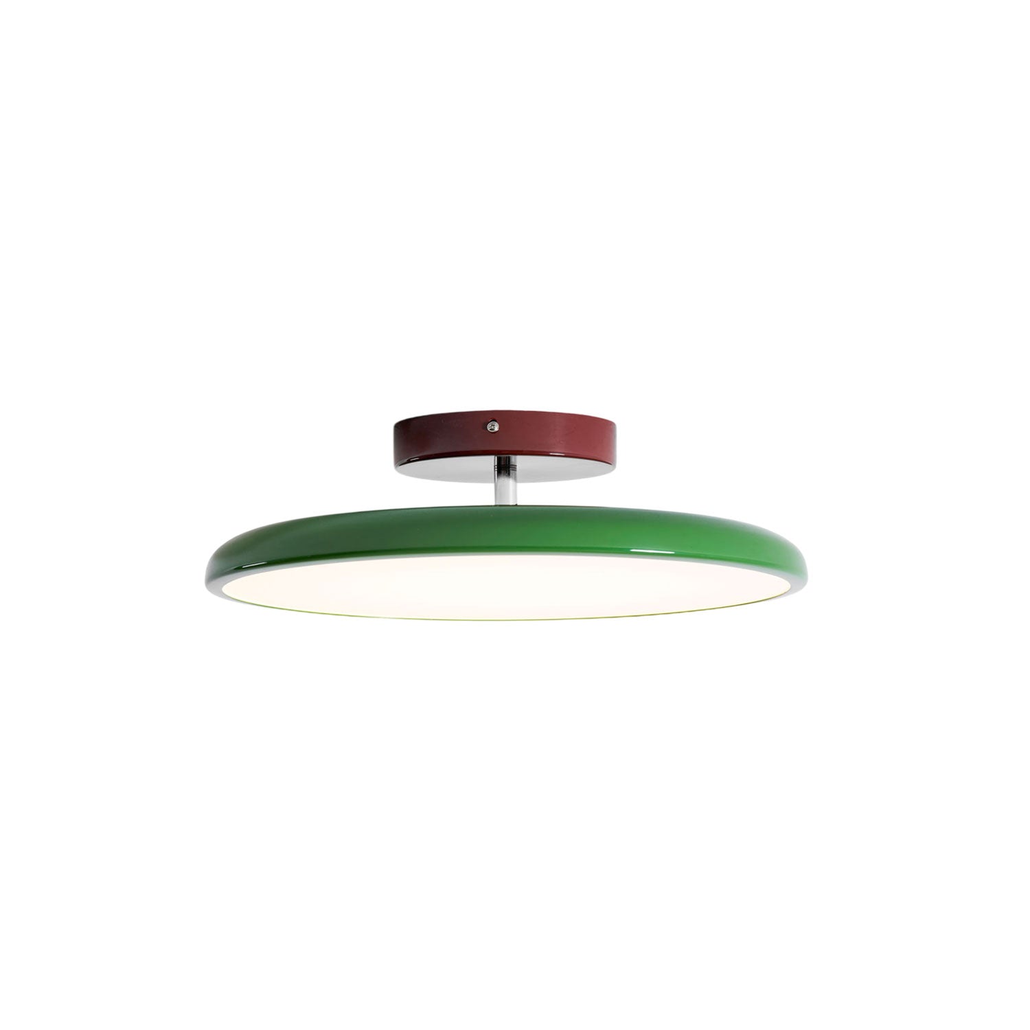 Adjustable ceiling lamp angled to direct light across a room