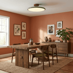 Adjustable swing-arm ceiling lamp with acrylic shade, detail view