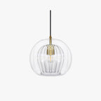 Suspension, design globe en verre, abat-jour à double couche côtelée, chute de 12 pouces
