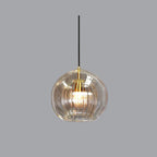 Suspension, design globe en verre, abat-jour à double couche côtelée, chute de 12 pouces