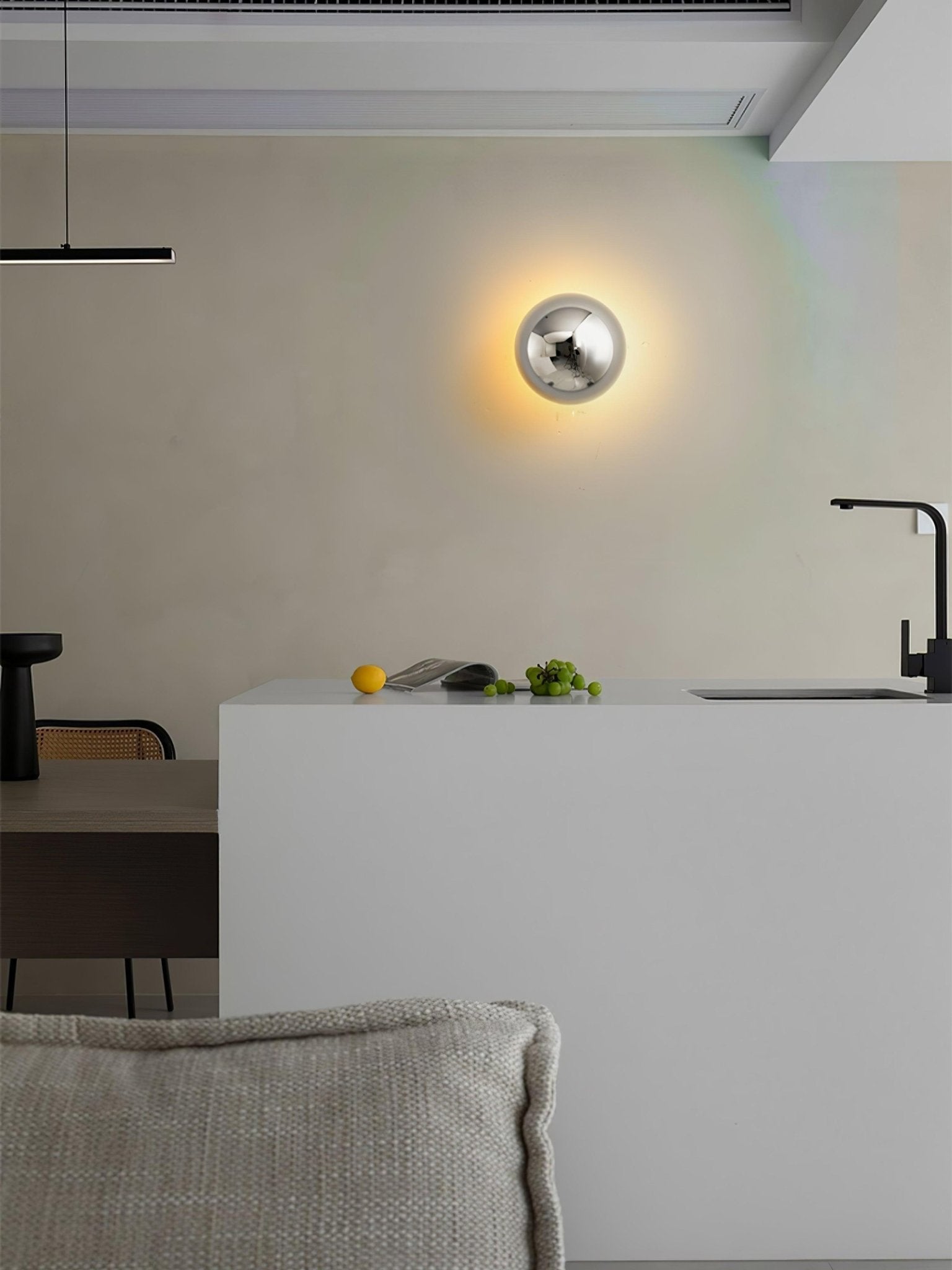 Aurum Sphere Væglampe, Spejlpoleret Metal, Integreret LED