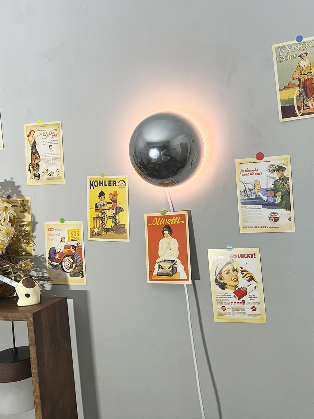 Aurum Sphere Væglampe, Spejlpoleret Metal, Integreret LED