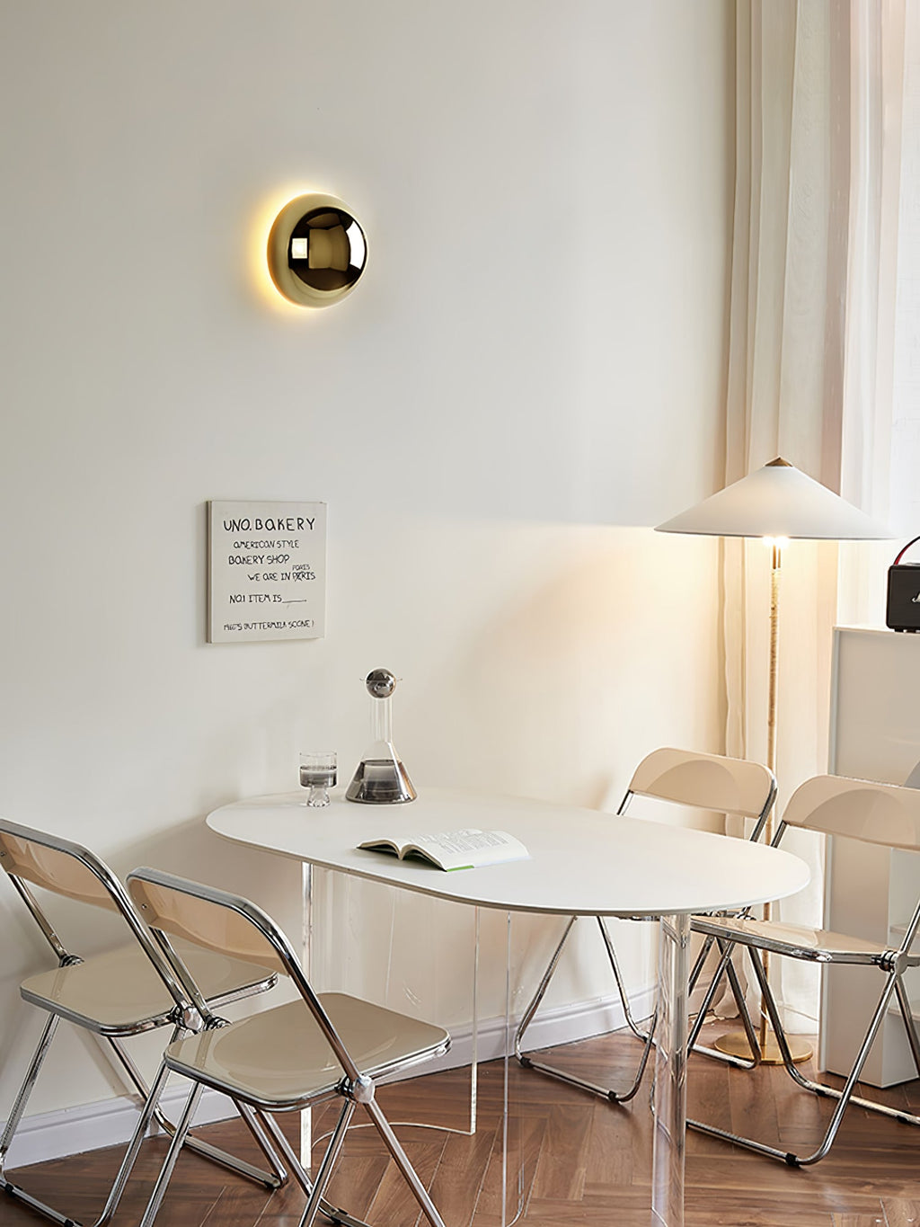 Aurum Sphere Væglampe, Spejlpoleret Metal, Integreret LED