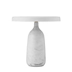 White marble Clérachic table lamp with a white disc shade, shown on a plain white background in a studio product shot.