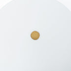 Macro close-up of the brass pivot knob at the centre of the Clérachic table lamp's white disc shade.