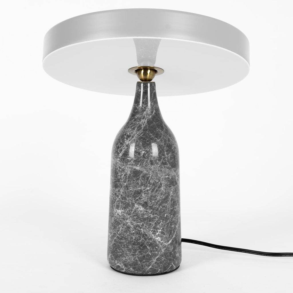 Grey marble Clérachic table lamp, disc shade level, a nearly identical tall studio crop with a wider frame.