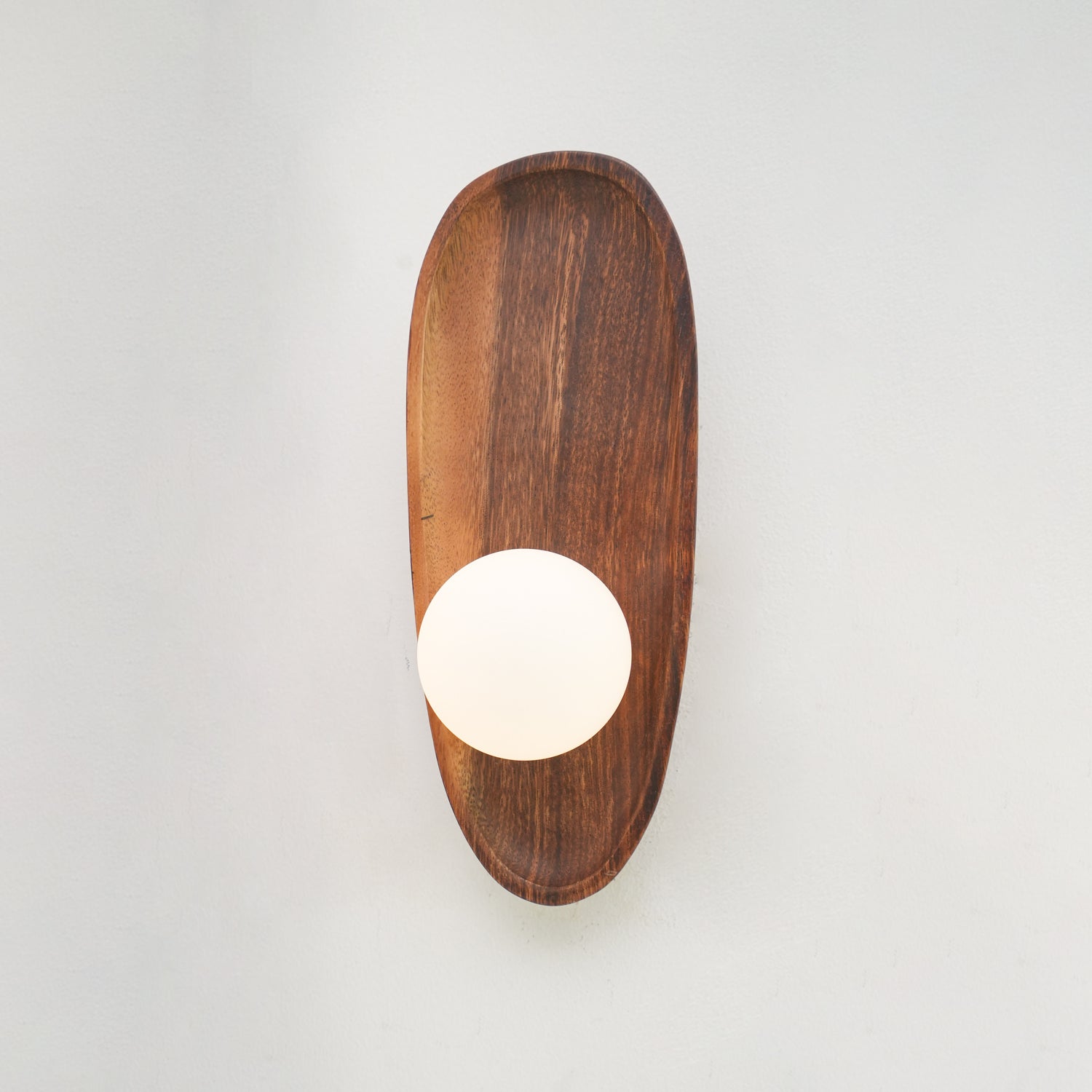 Walnut wood wall lamp size reference for the wide version