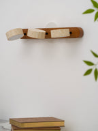 Travertine Duo Wall Light, Natural Stone Shades, Wood Frame, LED 3000K