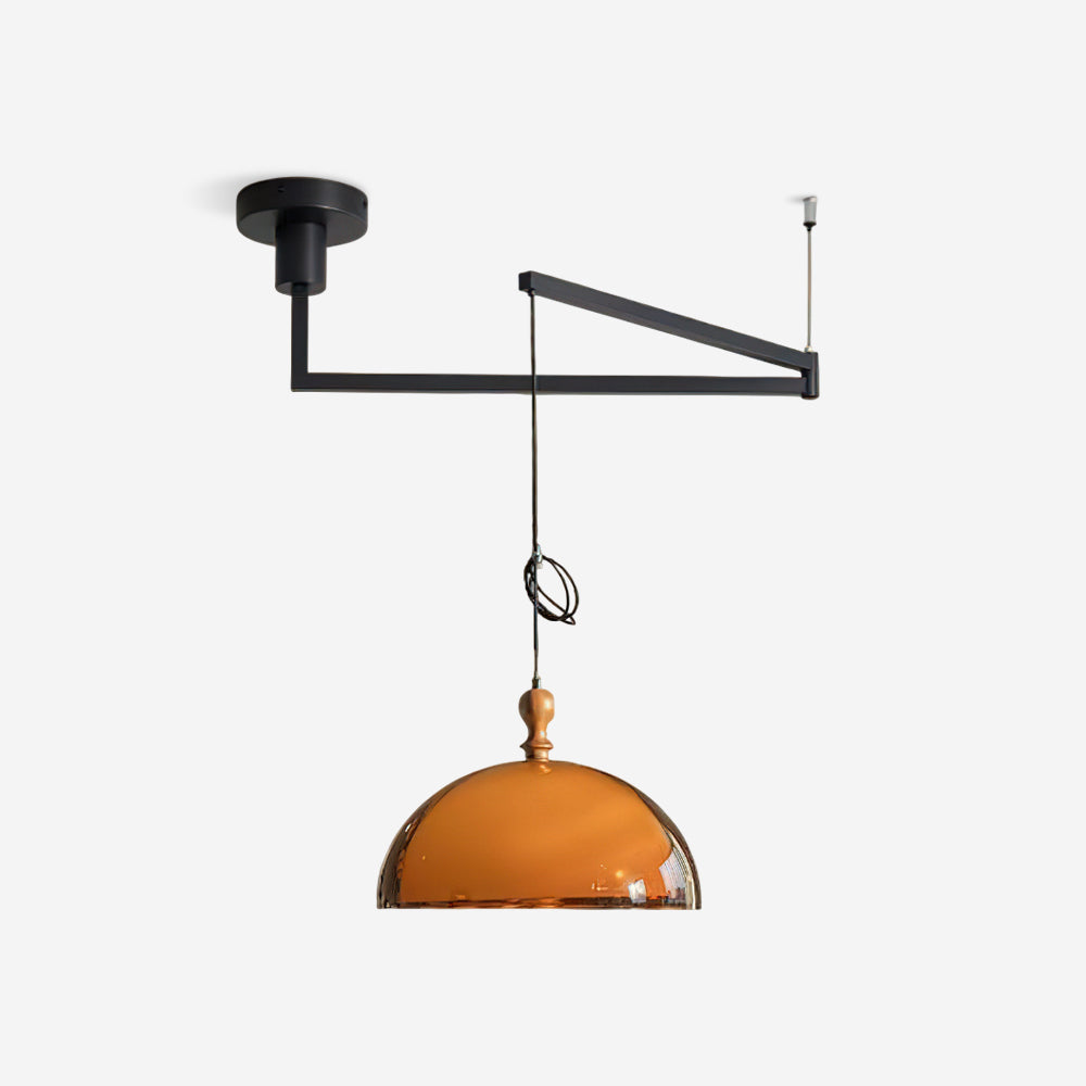 Maribel Adjustable Pendant Light, Industrial Acrylic Shade, Swing Arm