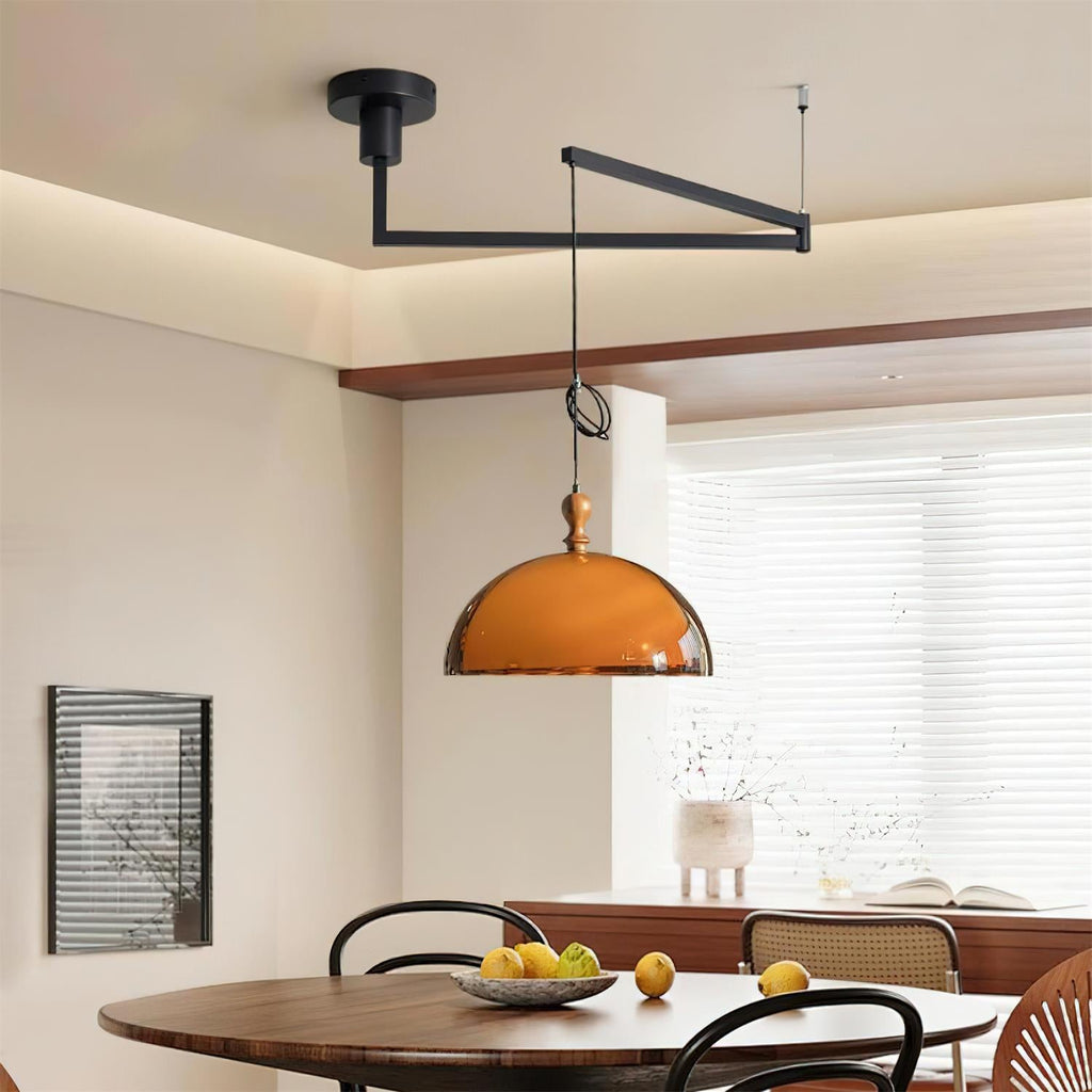 Maribel Adjustable Pendant Light, Industrial Acrylic Shade, Swing Arm