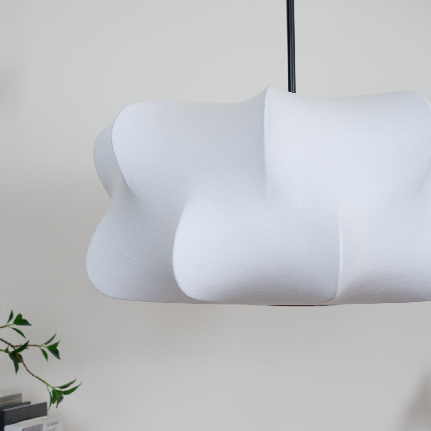 Elysia pendant light with silk strands shown in detail