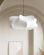 Elysia pendant light with silk strands diffusing warm light